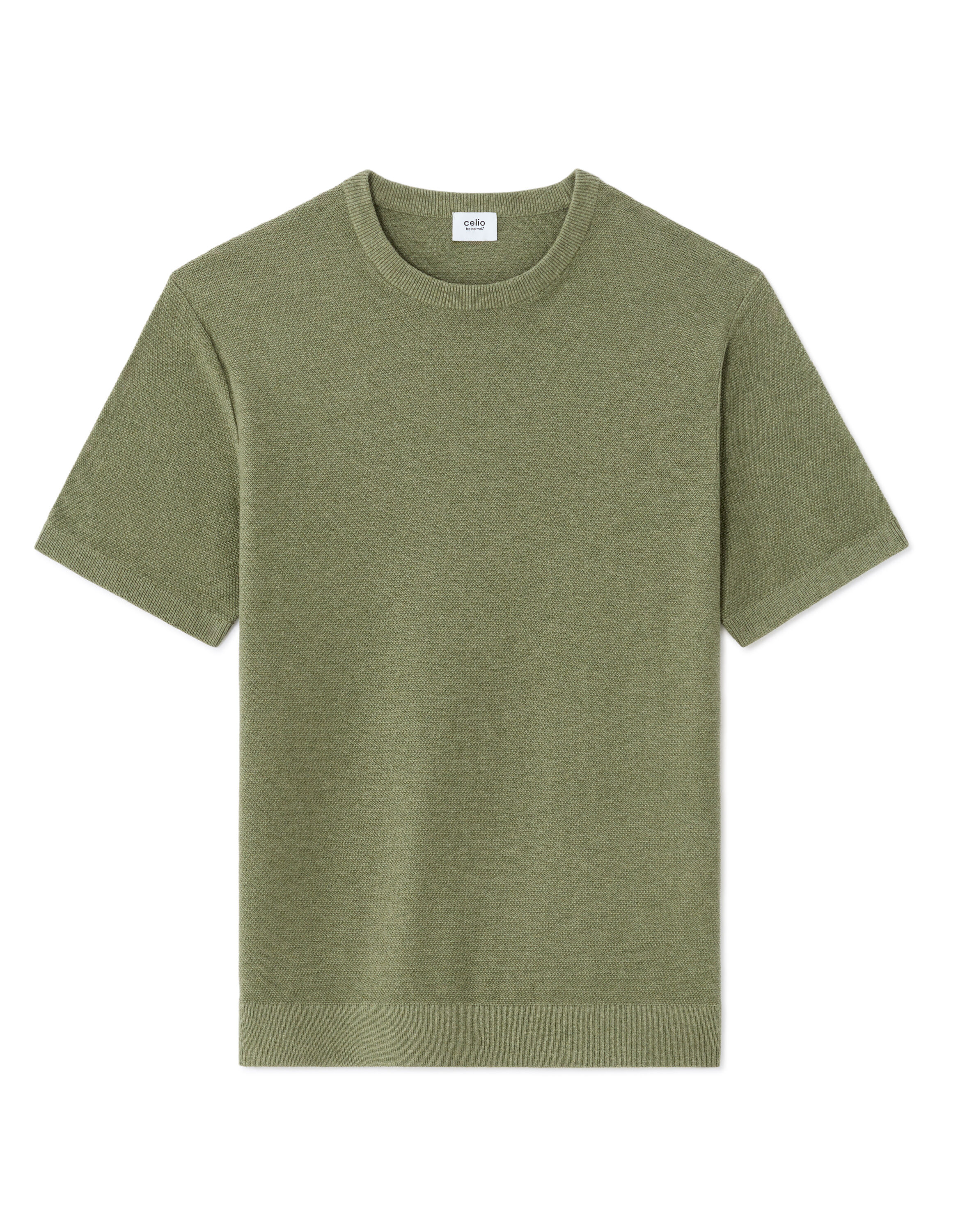 T-shirt slim col rond en maille - vert