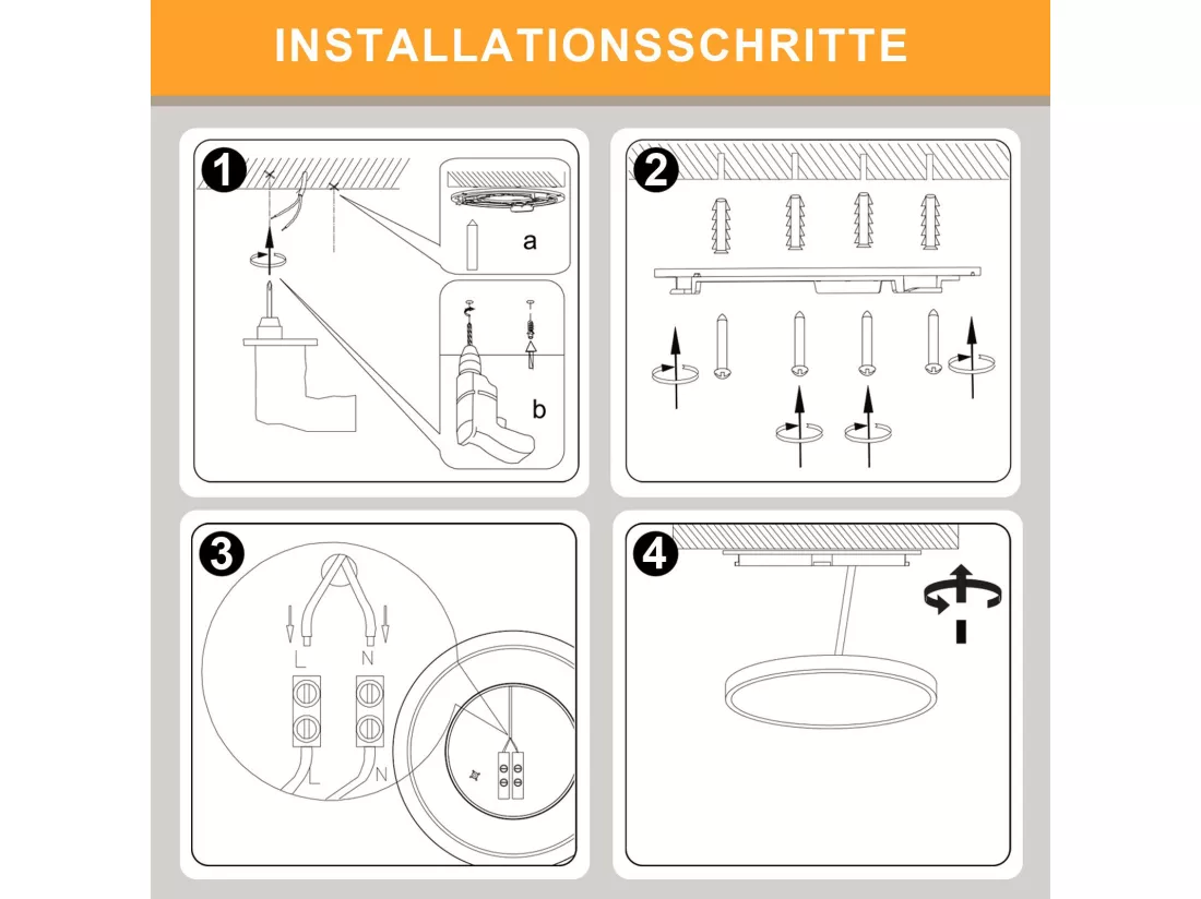NETTLIFE Plafonnier LED Salle de bain Plat 30CM 24W Rond Blanc Plafonnier Cuisine Non-variable