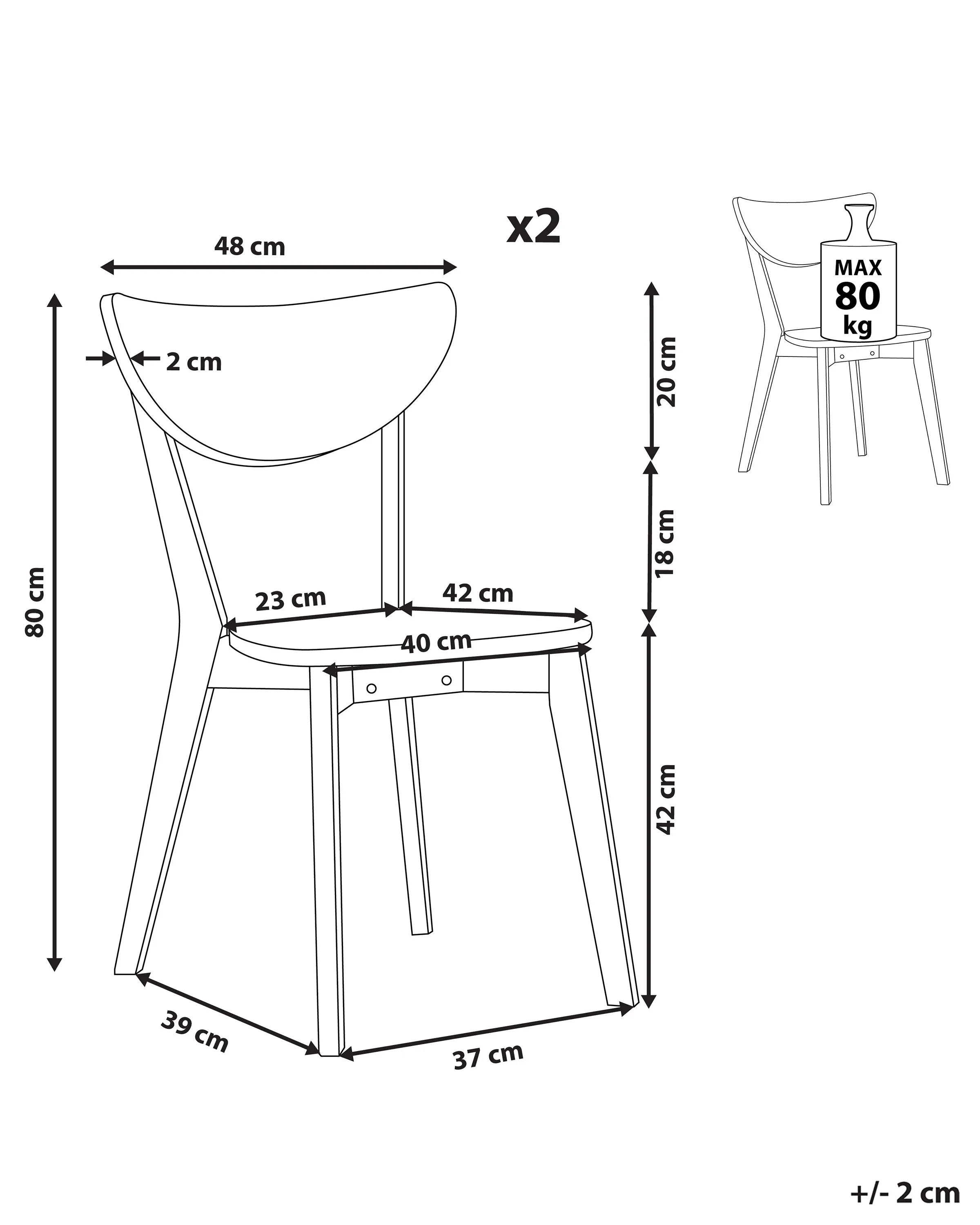 Set van 2 eetkamerstoelen ROXBY Wit
