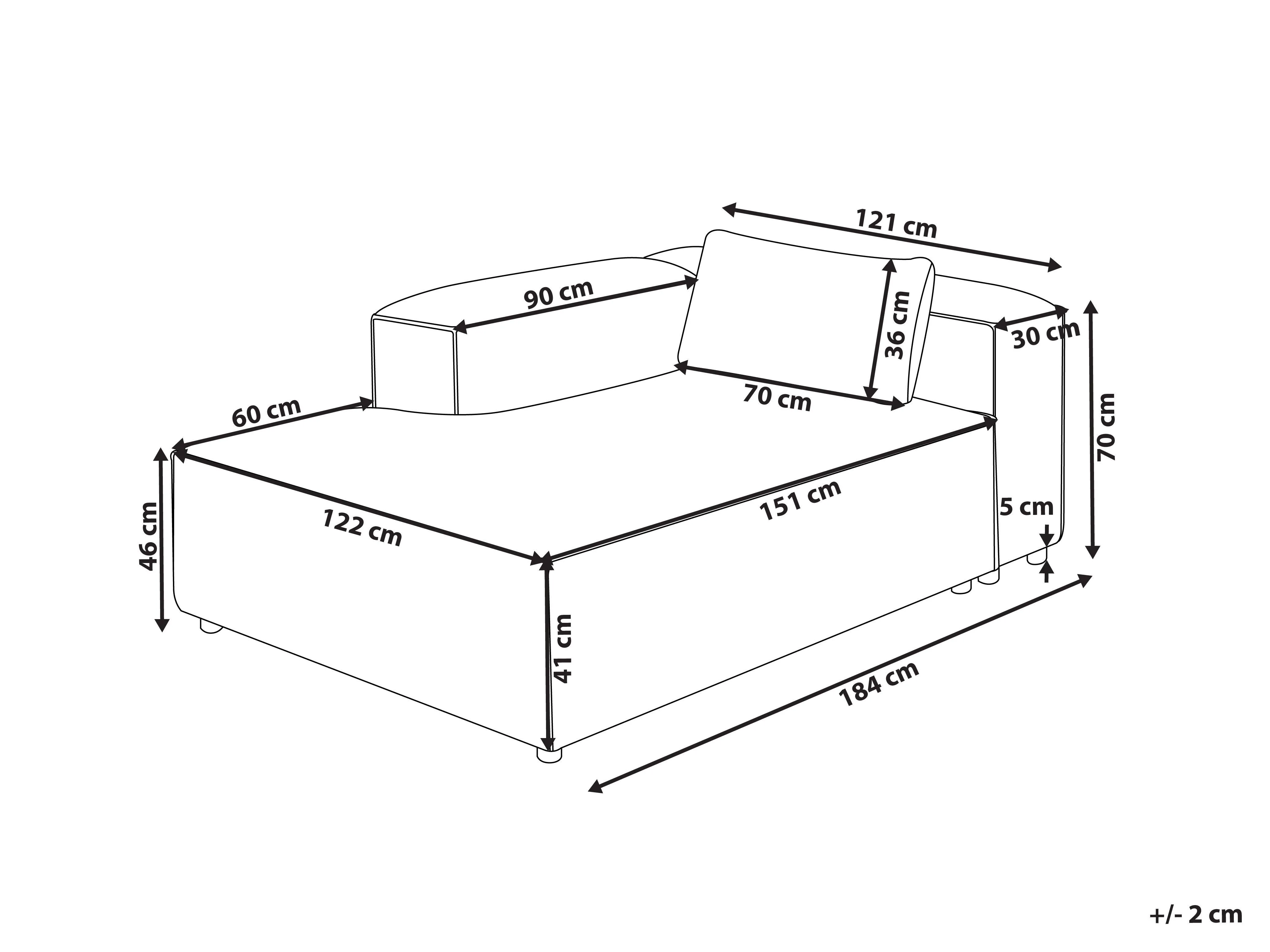 Rechtszijdige chaise longue BRANDE Grijs