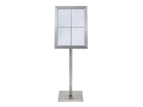 Securit® CLASSIC LED Informationsdisplay 125 til 4xA4, stål - komplet kit