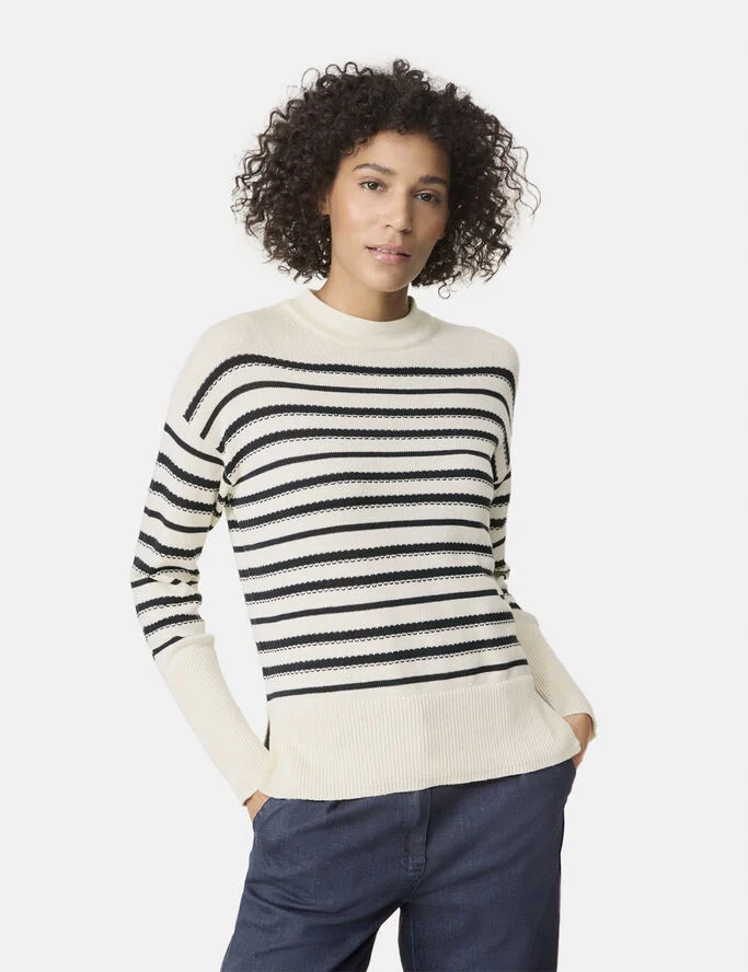 Gerry Weber PULLOVER 1/1 SLEEVE Cream/blakc striped