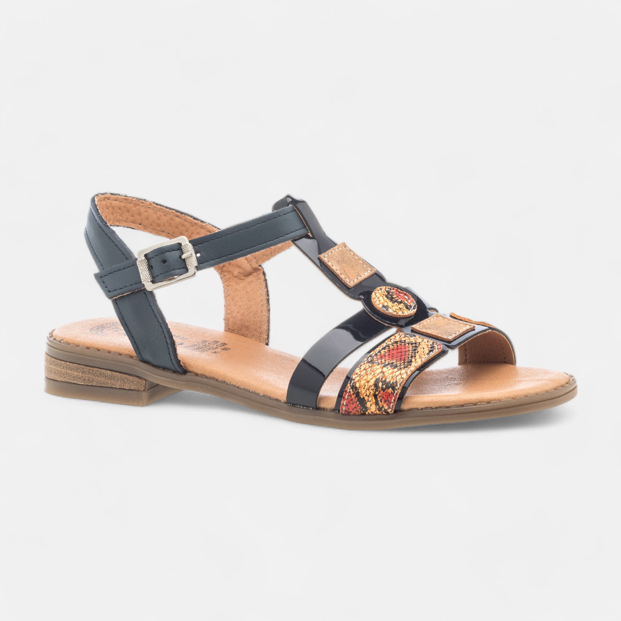 Nu-pieds Femme en cuir bleu marine