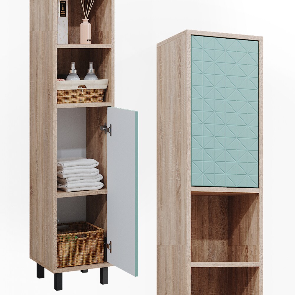 Vicco Hochschrank für Badezimmer Agasta 30cm schmal sonoma, Badschrank 3D Optik