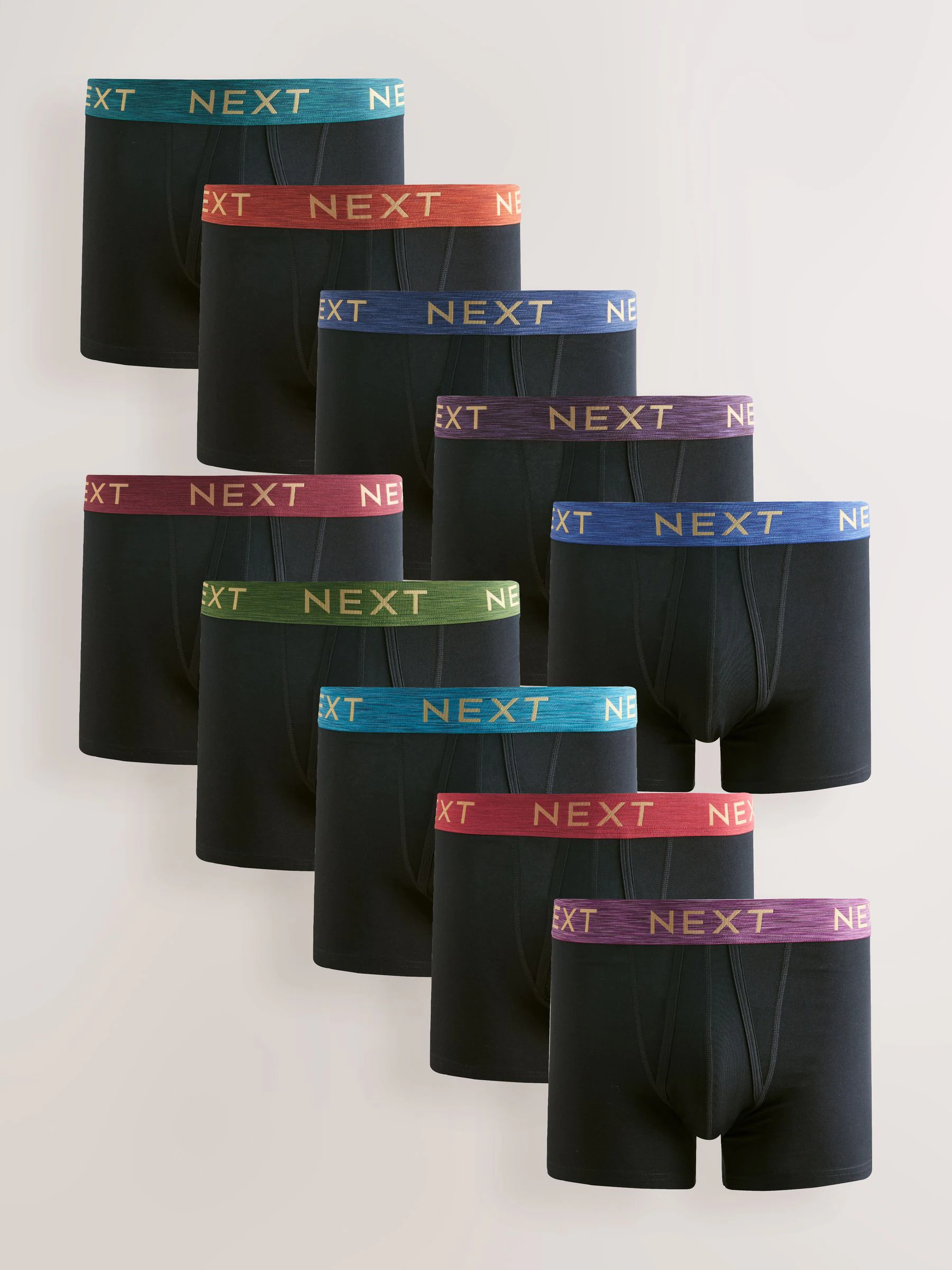 Zwart met luxe gemêleerde tailleband - Standaard - 10 Boxershorts zonder plooi