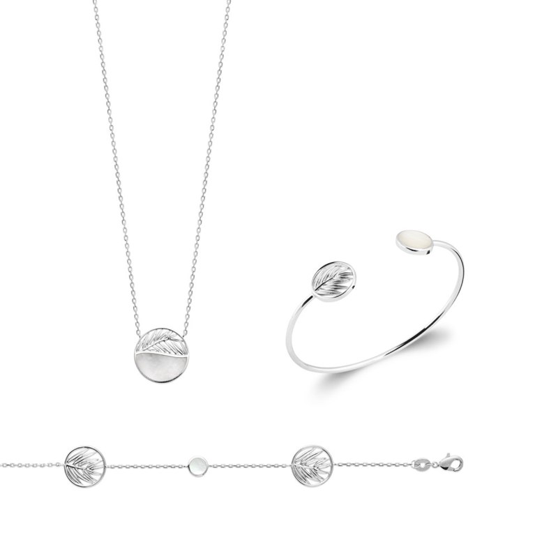 Collier Femme - Argent 925 - Nacre - Longueur : 45 cm