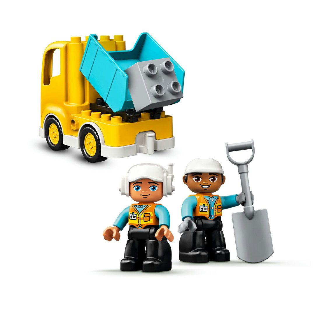 LEGO DUPLO construction truck en graafmachine met rupsbanden (20 onderdelen)