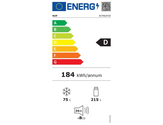 NEFF - Réfrigérateur congélateur encastrable KI7962FD0, N 50, 290 litres, Hauteur 193.5 cm