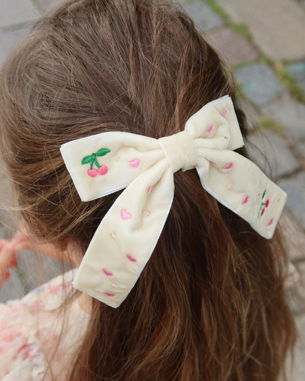 Hårspenne Sløyfe Barn | Velvet Bow Pearly Hair Clip