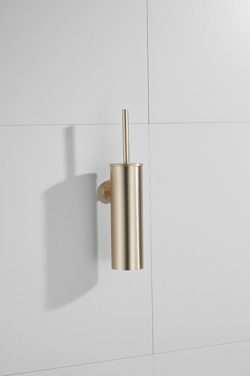 Saniclear Brass toiletborstel met wandhouder geborsteld messing mat goud