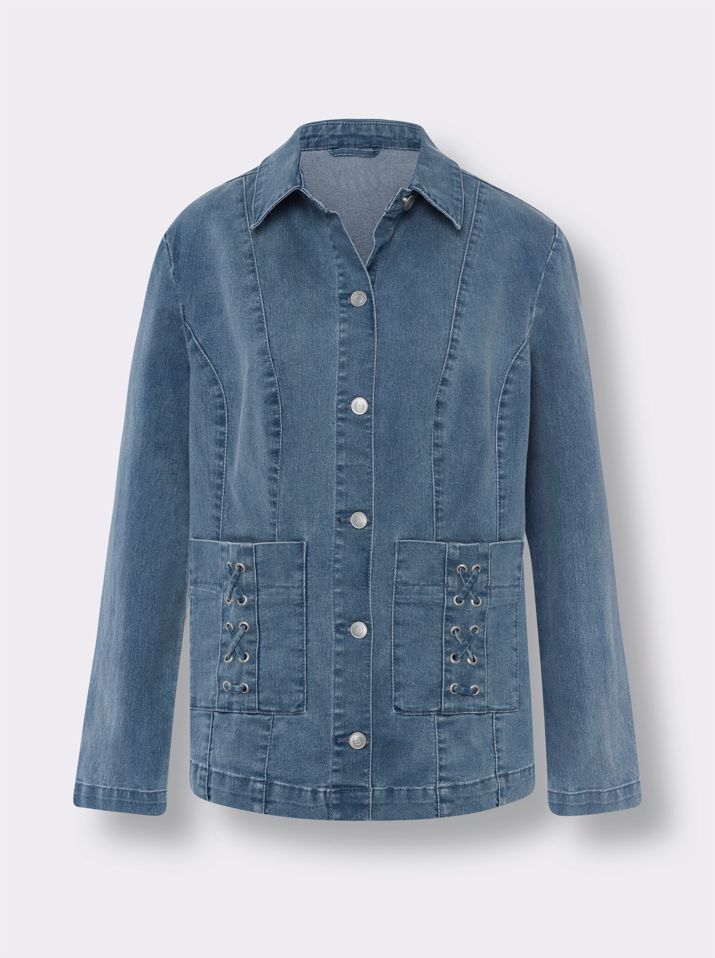 Jeansjacke mit optisch streckenden Nähten