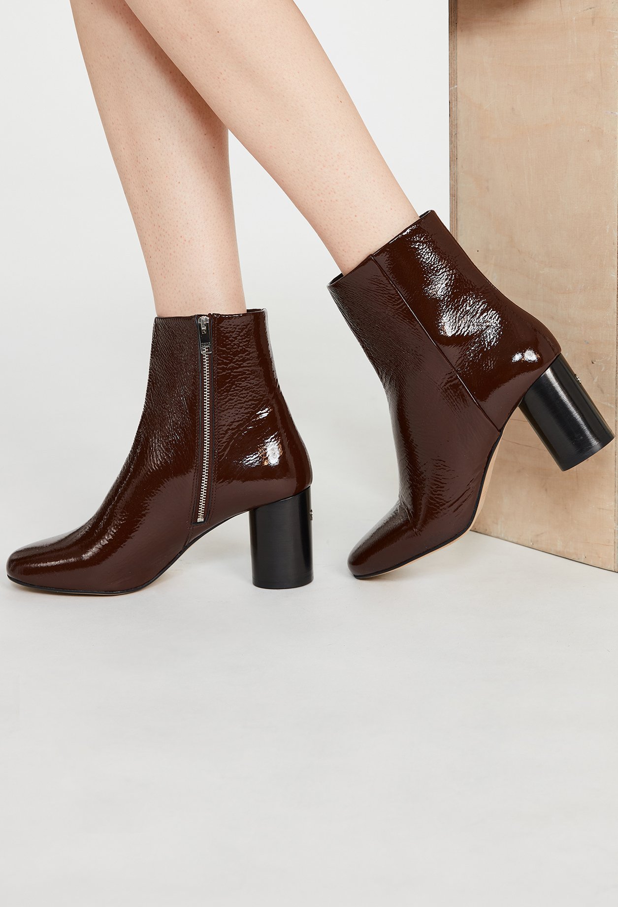 Bottines bordeaux cuir vernis