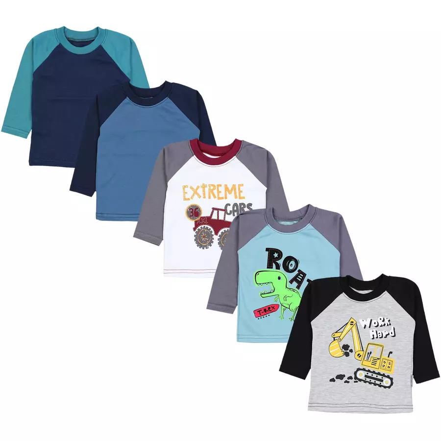 TupTam Baby Jungen Langarmshirt 5er Set graugrün