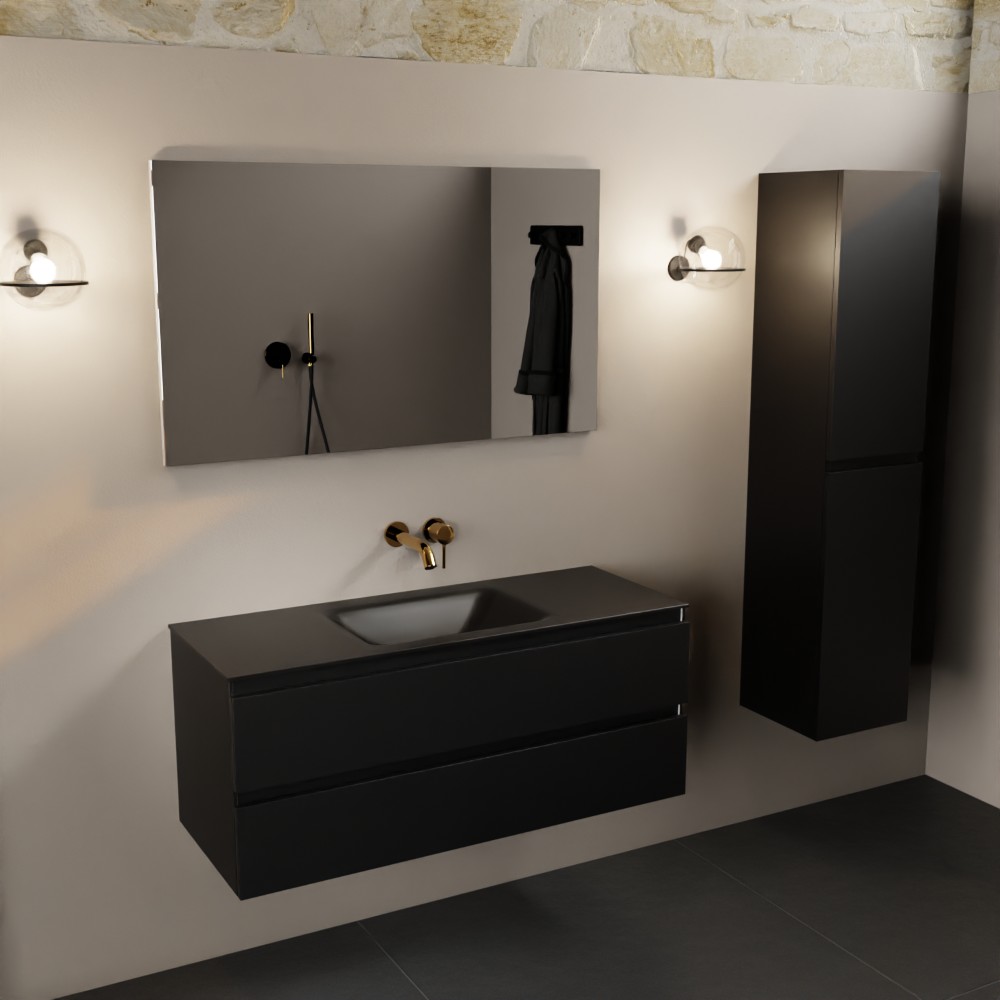 SCHADEMODEL: Mondiaz Aivy badmeubel 120cm urban met wastafel solid surface urban midden zonder kraangat