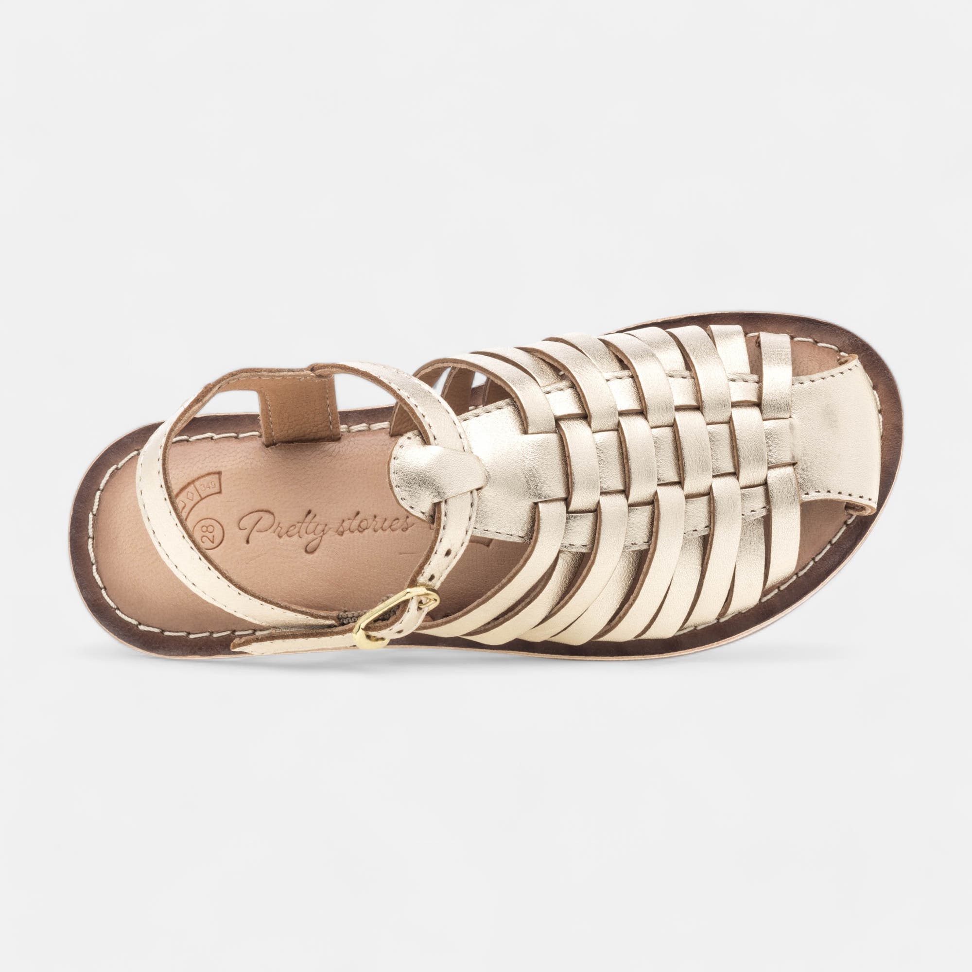 Nu-pieds Fille en cuir or