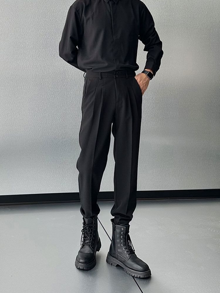 Adotuastic - Hoge taille effen cropped taps toelopende broek