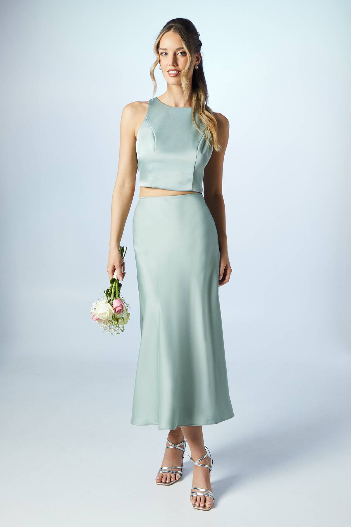 Oasis Haut Coordonné Demoiselle d'Honneur en Satin Style Nageur