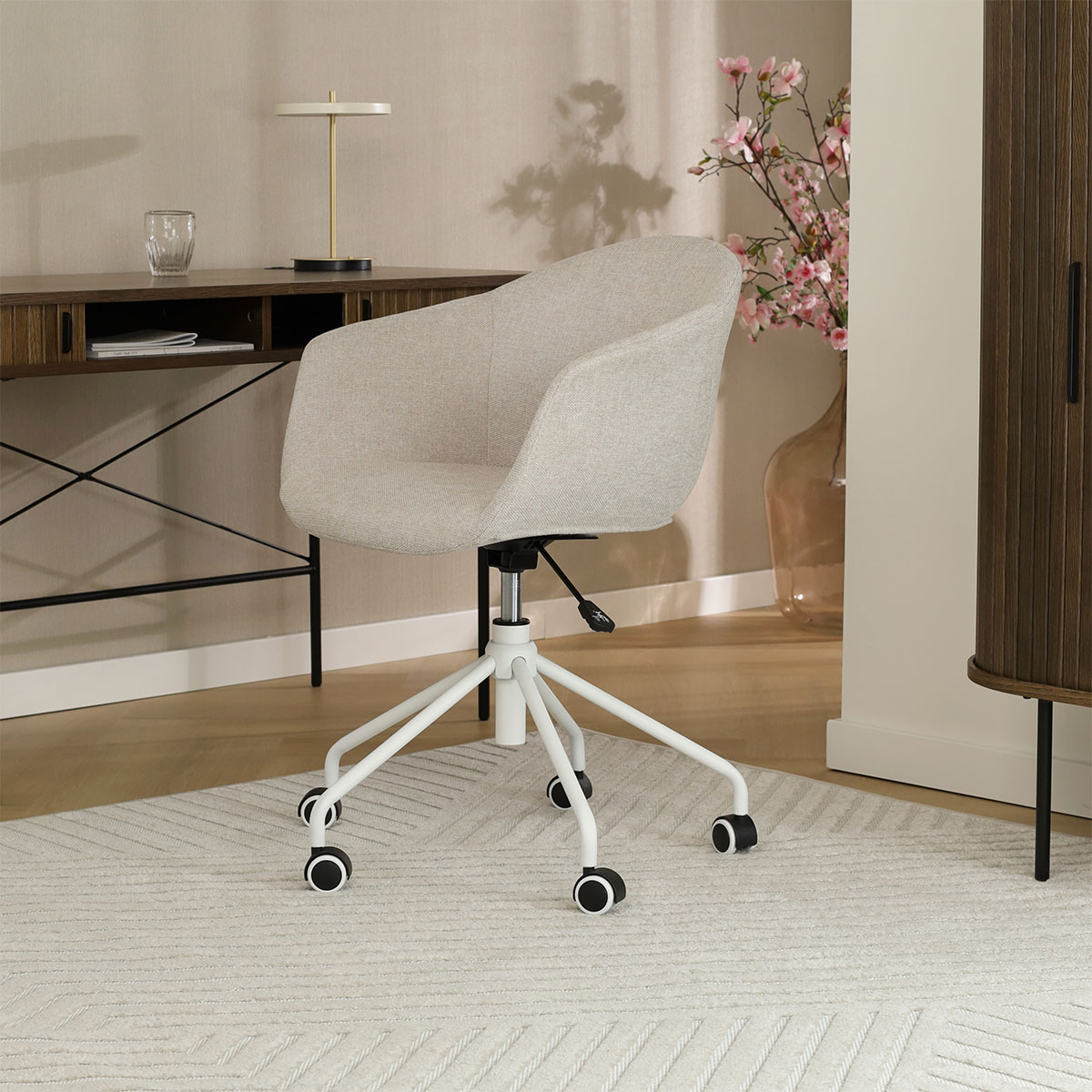 Bureaustoel Nout-Otis beige - wit onderstel