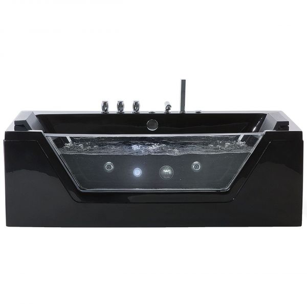 Beliani Banheira de Hidromassagem com Painel Transparente Samana de Acrílico Preto 79x174x55