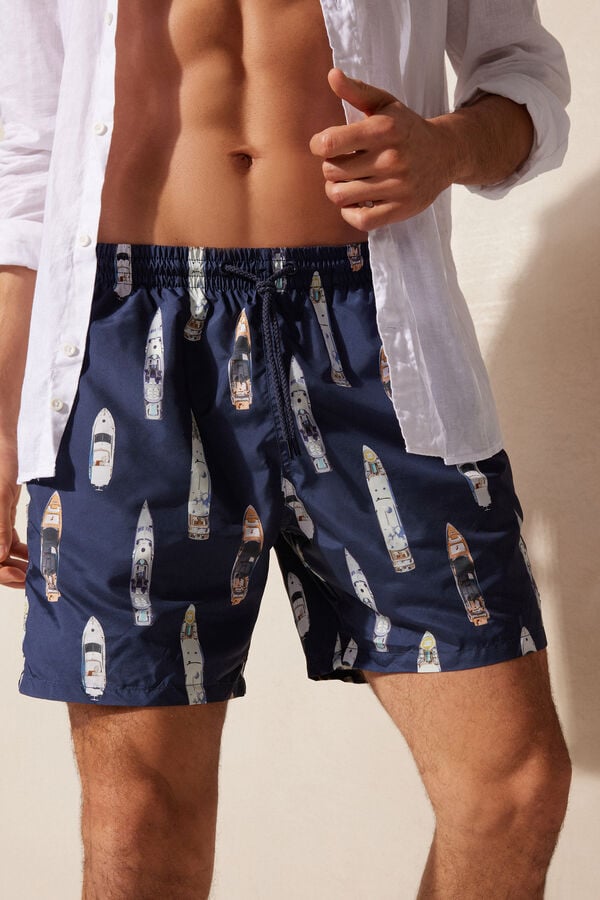 Maiô boxer com estampa de barco