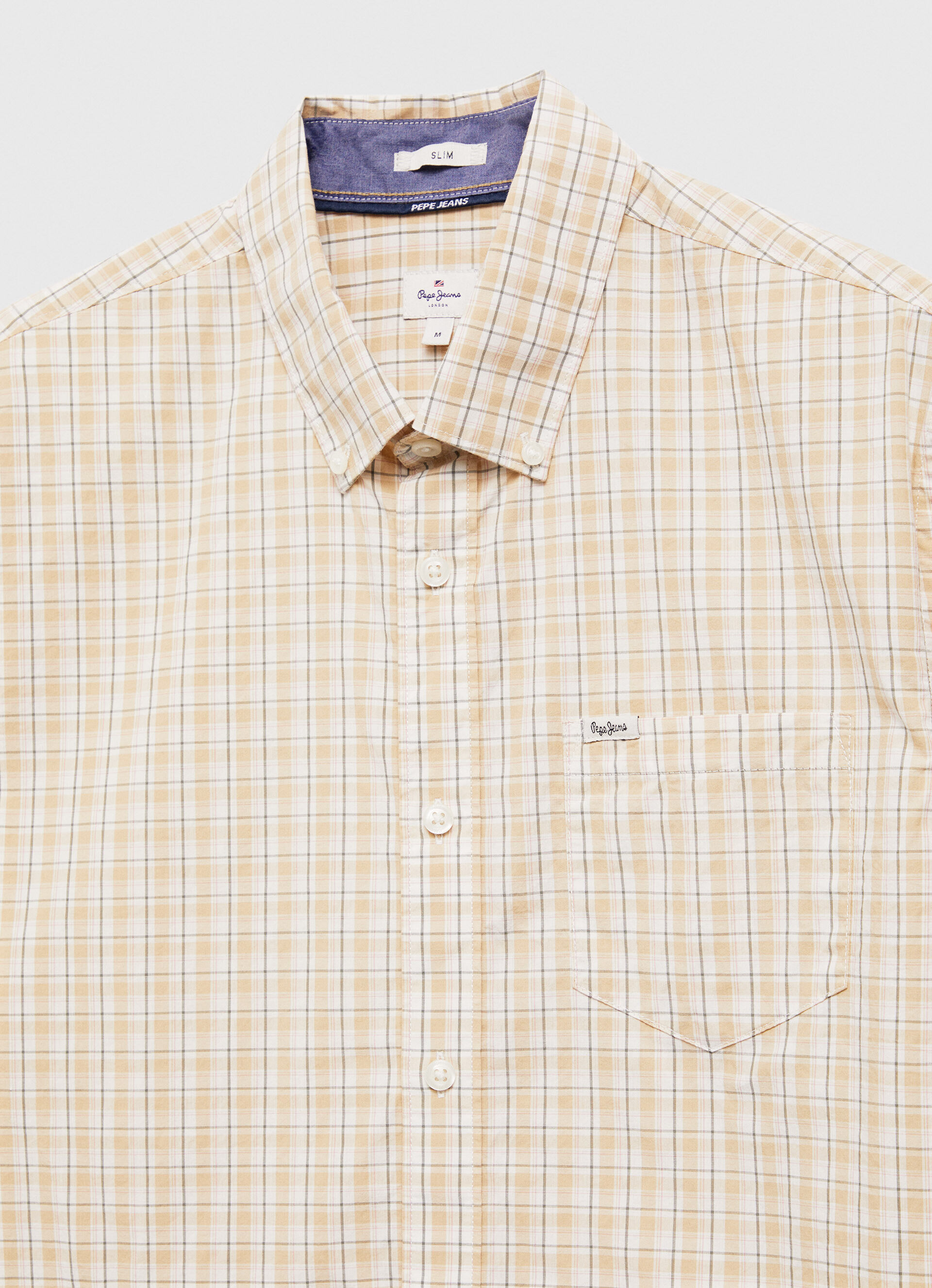 Camisa de popeline de algodão, modelagem regular - bege pedra