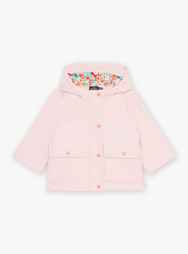 Imperméable rose ciré à capuche 3 en 1