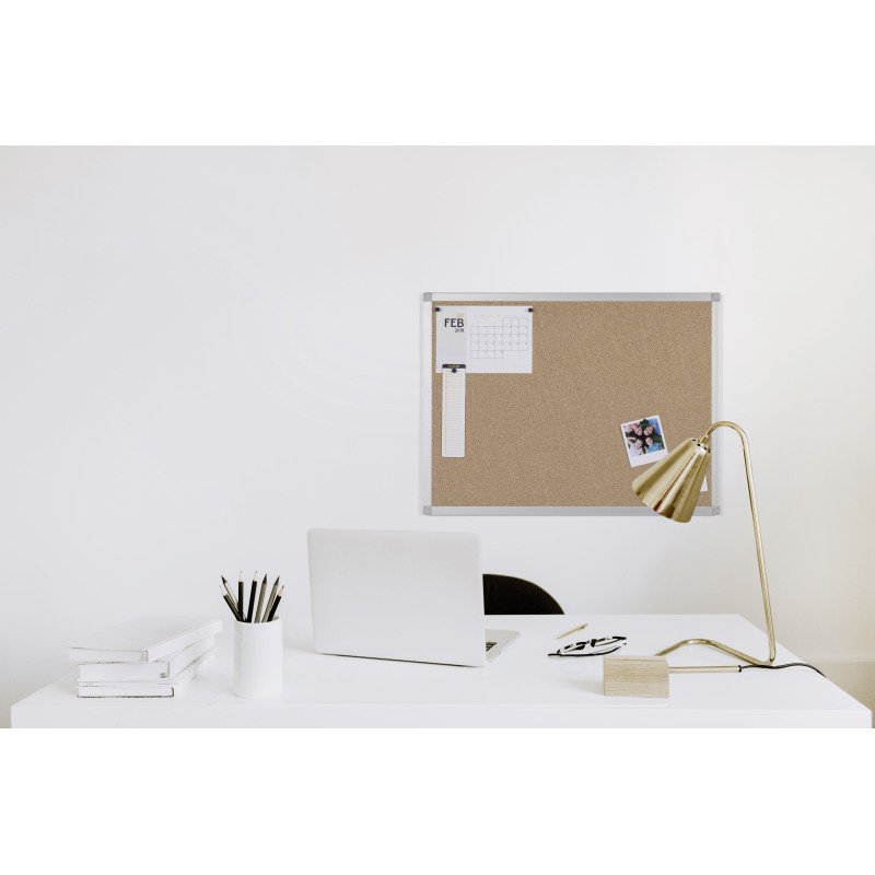 Tableau d'affichage en liège Ayda de Bi-Office, cadre en aluminium, 60 x 45 cm