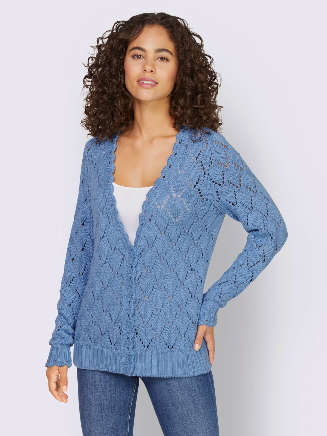 Veste en tricot motif ajouré léger