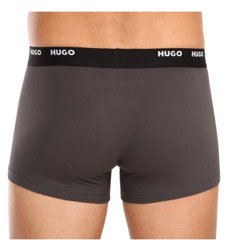 Pacote com 5 cuecas boxer elásticas HUGO nas cores cinza, preto, branco e vermelho.