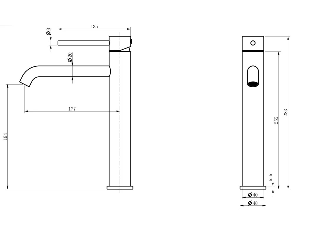 LuxuryBain- Grand Mitigeur, robinet de lavabo pour salle de bain réhaussé design et moderne (Noir)