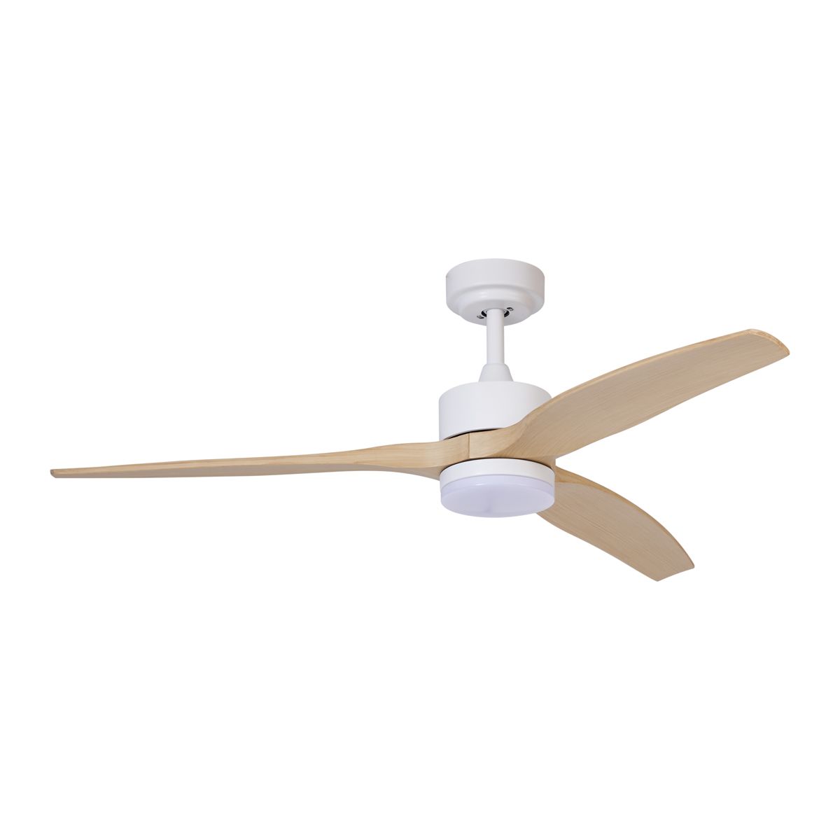 Smart plafondventilator wit met hout print 132cm incl. LED dimbaar met afstandsbediening - Joly