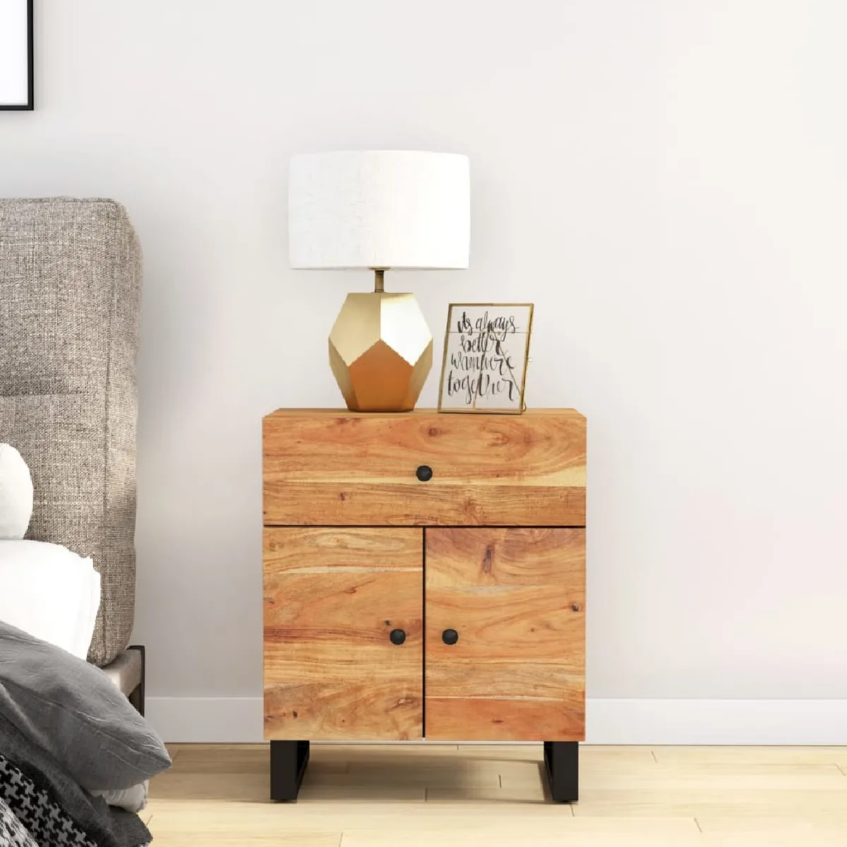 vidaXL Table de chevet Bois d'acacia solide