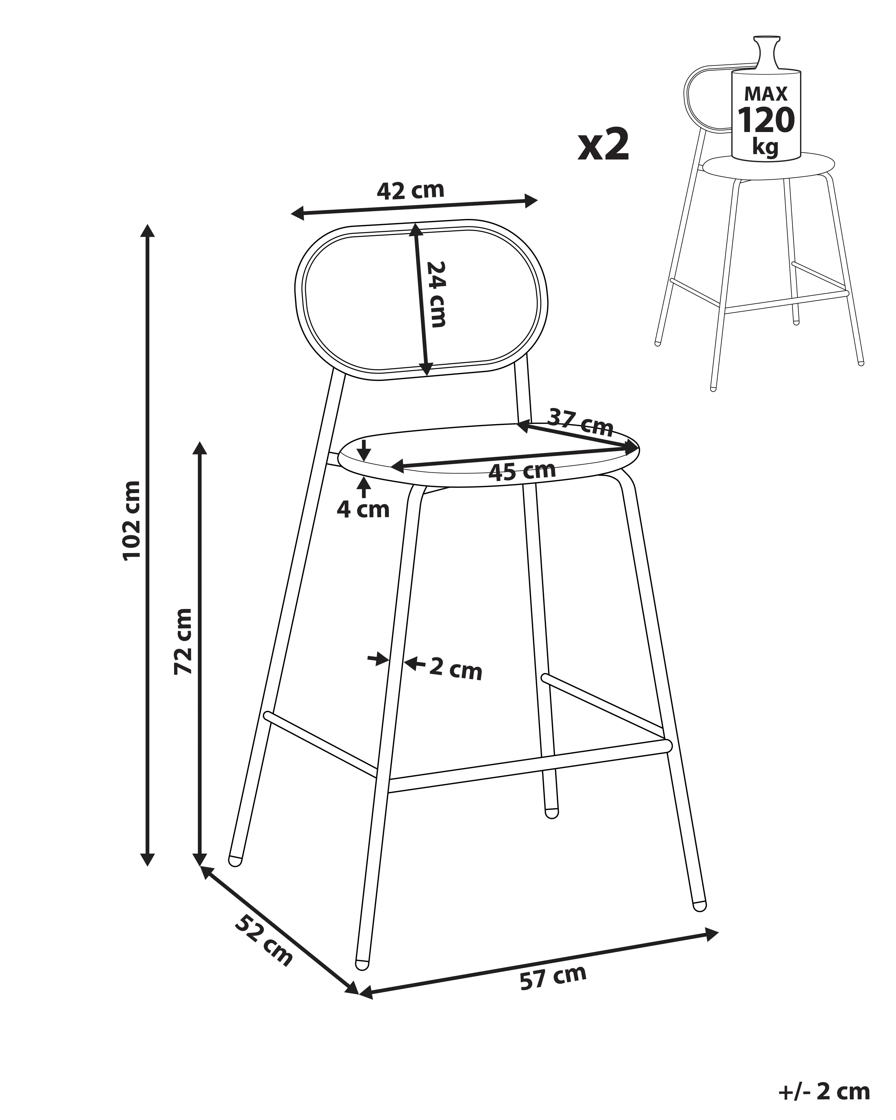 Set van 2 barstoelen ADAVER Lichtbruin