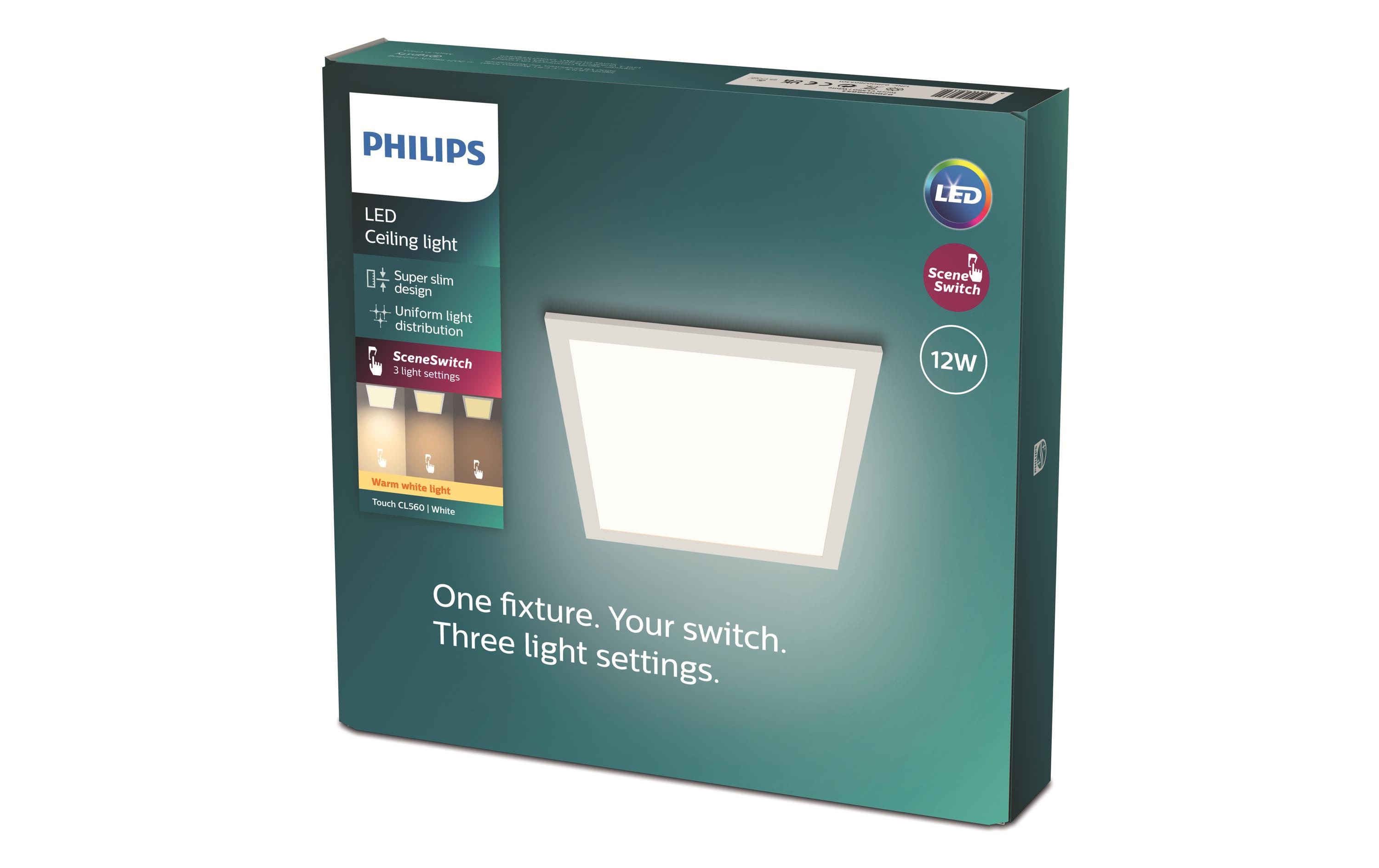 Touch Deckenleuchte SceneSwitch eckig 12W 2700K weissQuadratische LED-Leuchte mit Lichtanpassung
