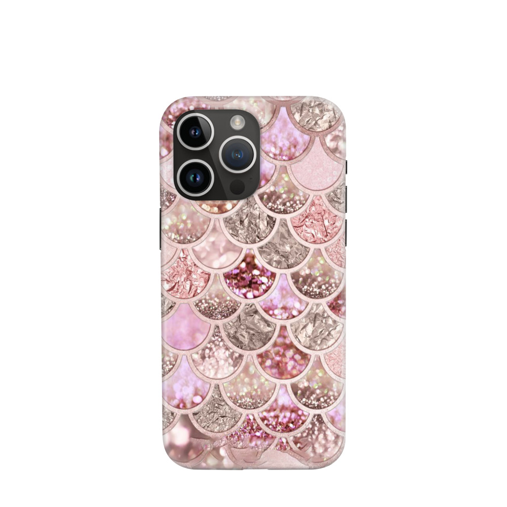iPhone 14 Pro Max Hybrid (Kunststoff / Gummi) Hülle Glitzerschuppen - Rosegold