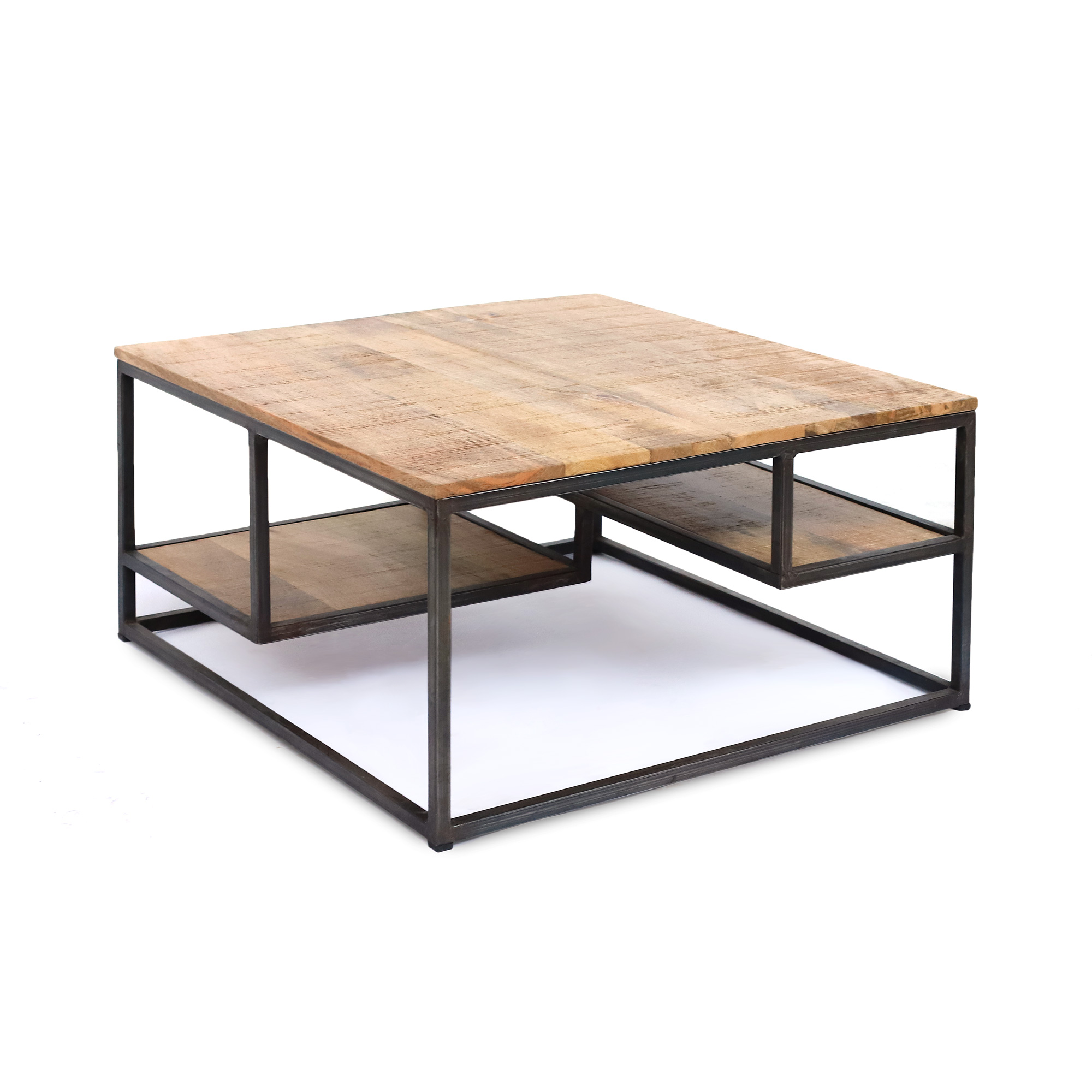 Couchtisch 'Sveg 2', Eisen und Mangoholz, B 80 cm, L 80 cm, H 40 cm von fischer's lagerhaus