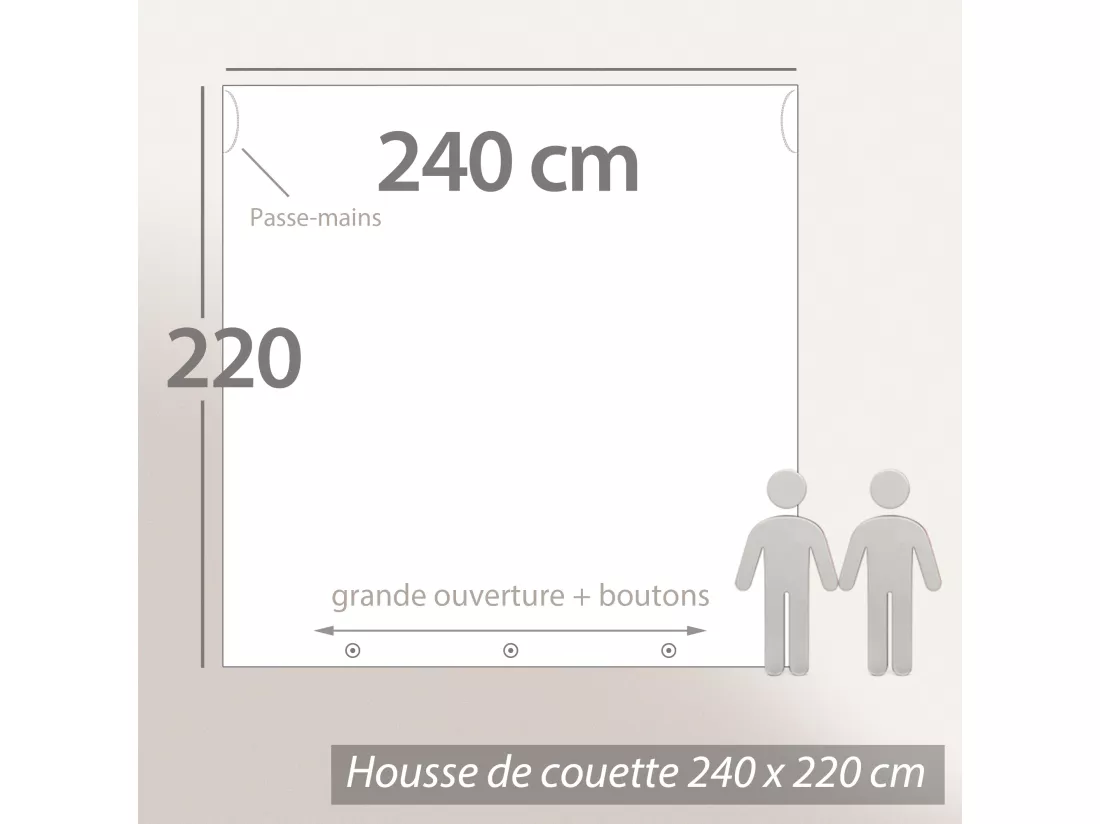 Parure de lit 240x220 FALBALA polyester microfibre Beige