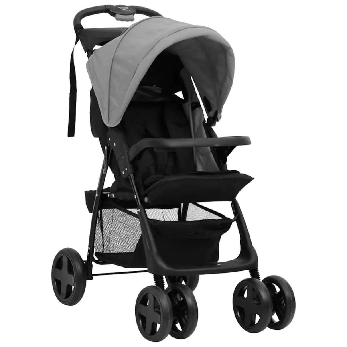 vidaXL Poussette Bébé 2-en-1 Gris-Noir