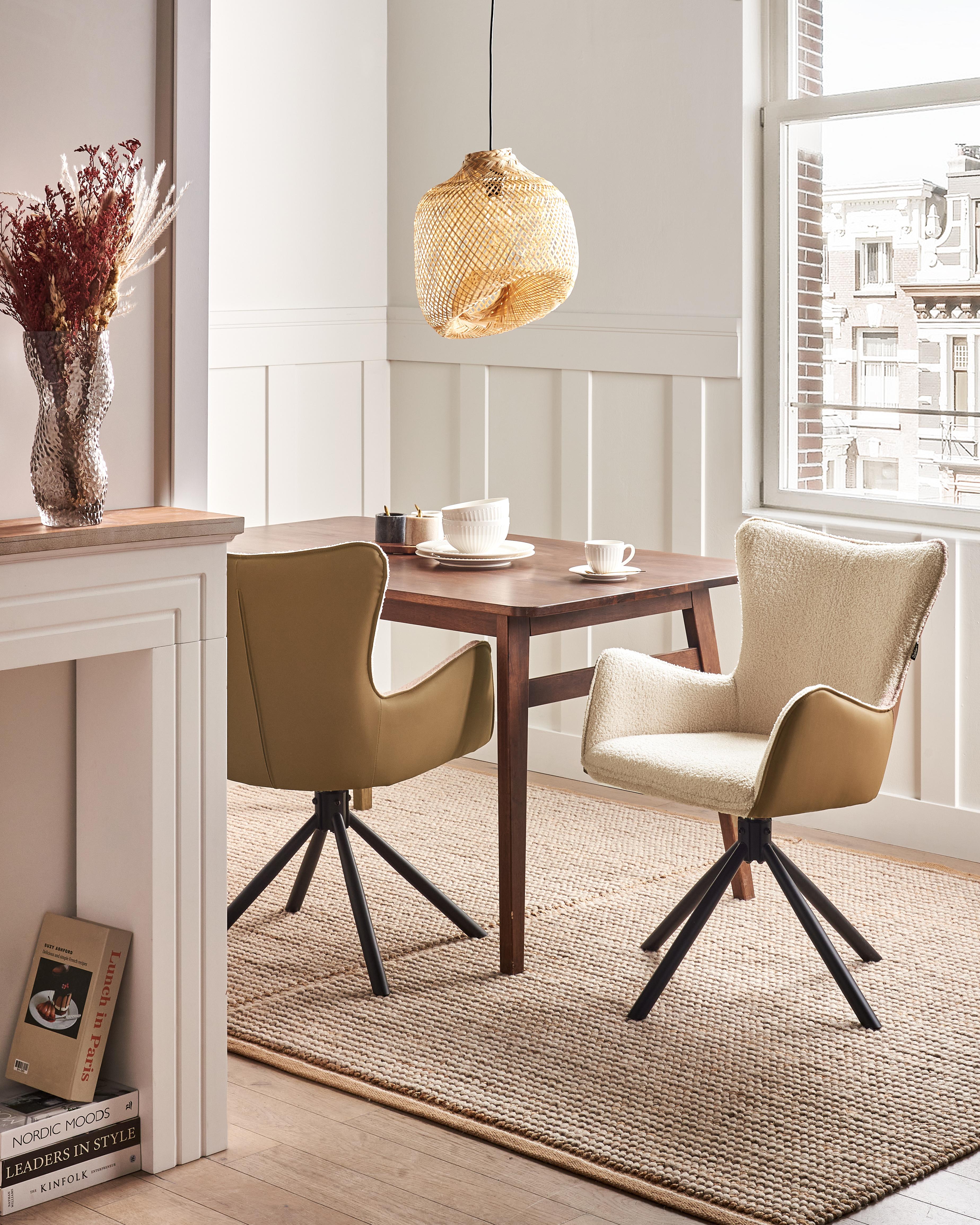 Set van 2 eetkamerstoelen draaibaar NOVI Bouclé Lichtbeige