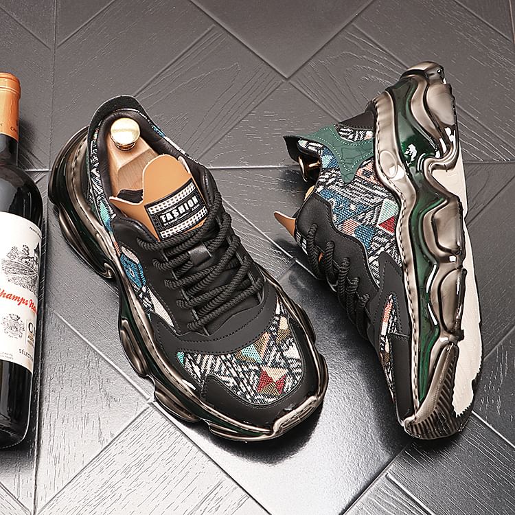 Mr Ozera - Sneakers met vetersluiting en patroonapplicatie