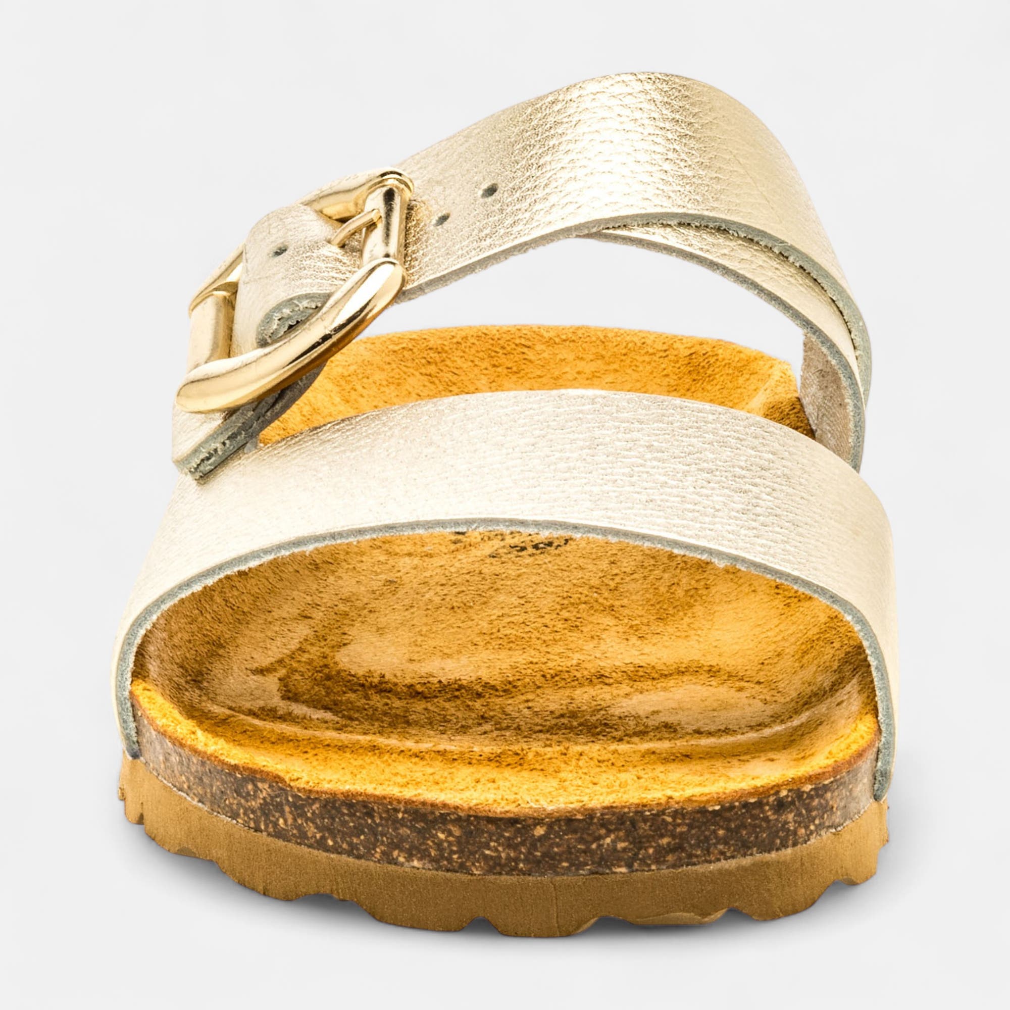Mules semelle liège Femme en cuir or