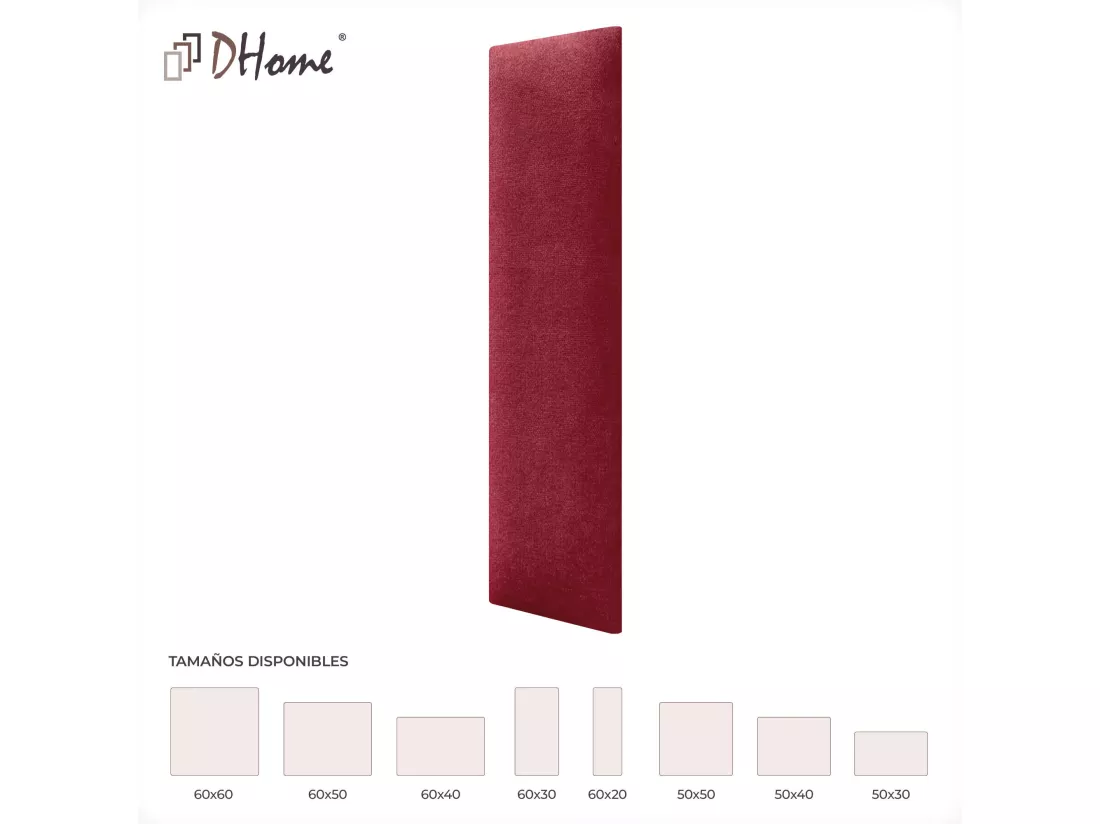 DHOME Lot de 1 Panneaux muraux en tissu auto-adhésifs Panneaux muraux absorbants acoustiques Protection contre les chocs (Rouge, 60x20cm, x1)
