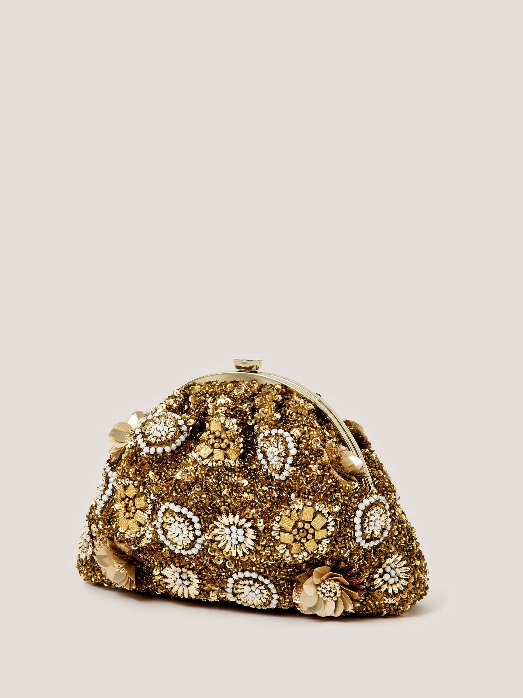 Monsoon Lulu Flower Embellished Clutch Bag