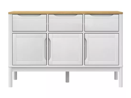 Buffet FLORO blanc 114x43x74 cm bois massif de pin