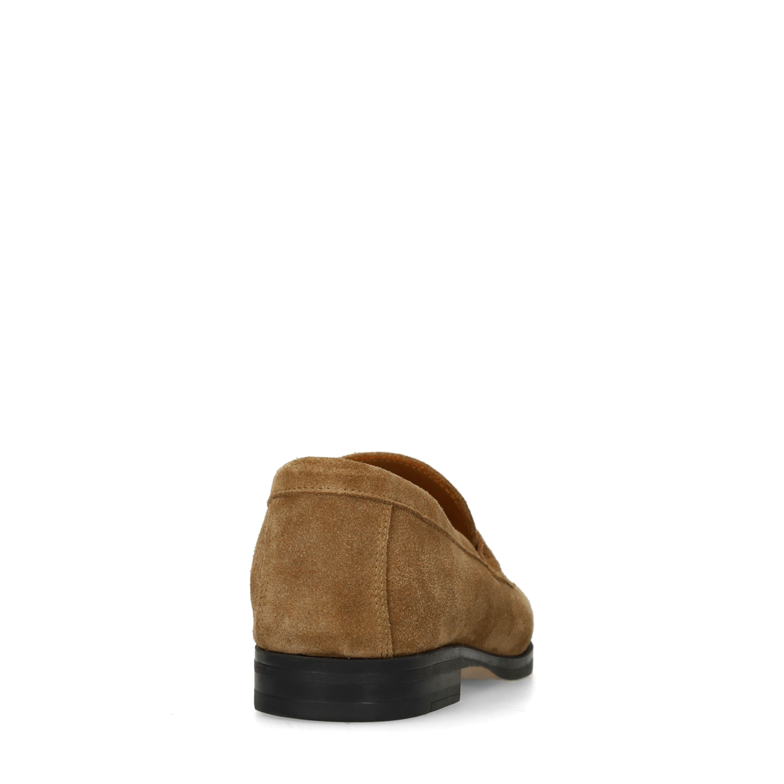 Bruine suède loafers met goudkleurig detail