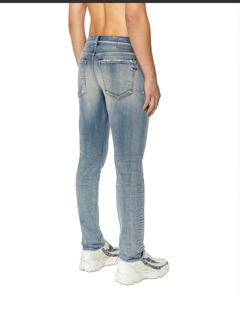 DIESEL JEAN HOMME SLIM D-STRUKT 7Q3 BLEU JAUNI DÉLAVÉ