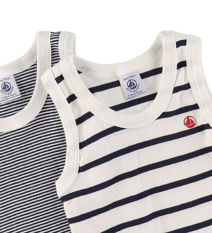 Petit Bateau Undertr?jer - 2-pak - Hvid/Navystribet