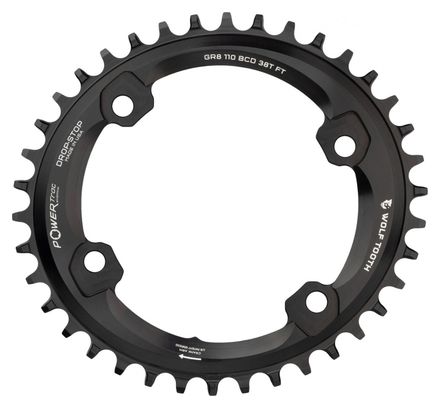 Plateau Ovale Wolf Tooth Elliptical 110 BCD Asymmetric 4-Bolt Shimano GRX Drop-Stop B Noir