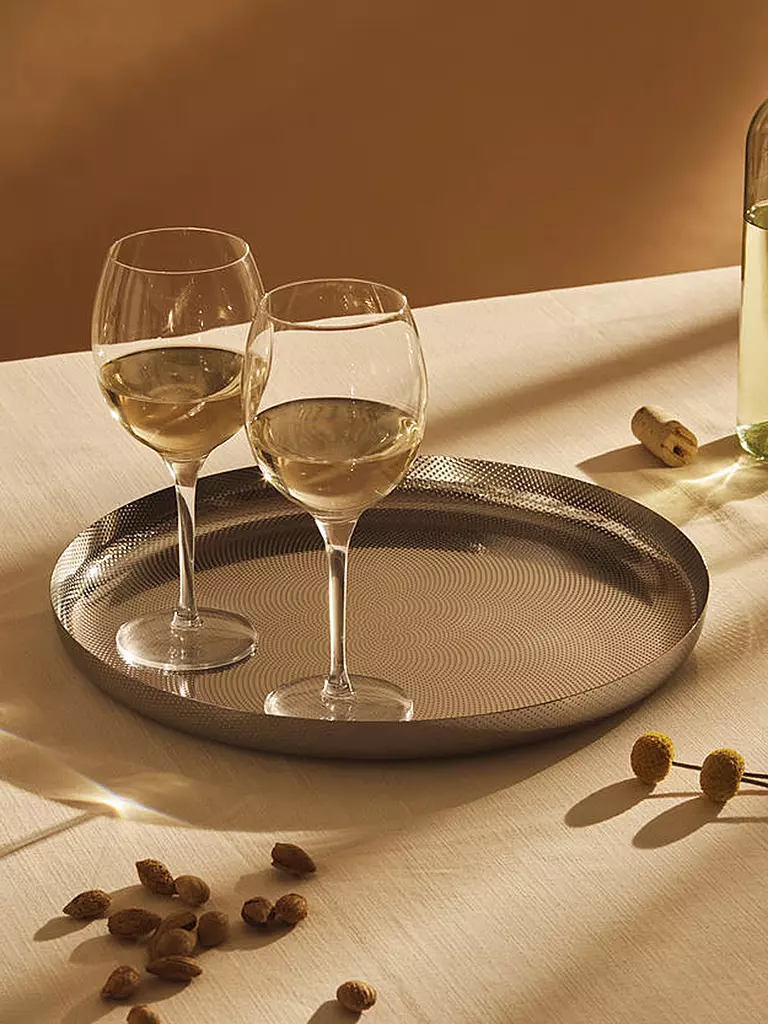 ALESSI Tablett mit Reliefstruktur 35cm Edelstahl silber