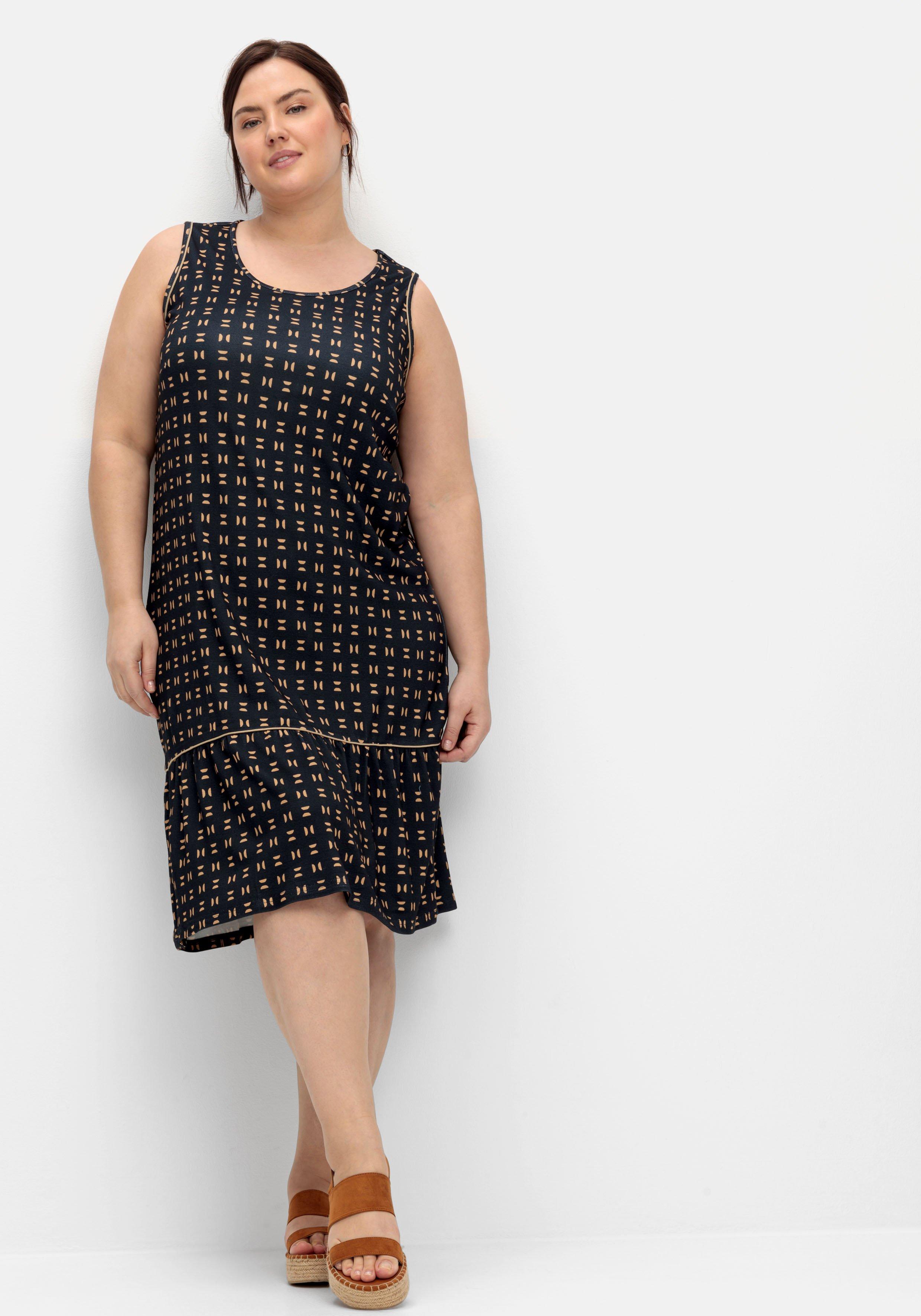 Ärmelloses Jerseykleid mit Volant am Saum